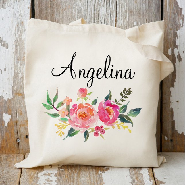 Bolsa Tote Bridesmaid Floral Moderna Personalizada- 3 (Criador carregado)