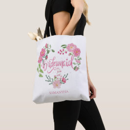Bolsa Tote Bridesmaid Floral Personalized Name