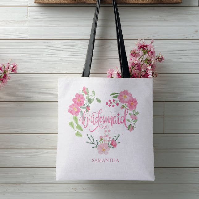 Bolsa Tote Bridesmaid Floral Personalized Name (Personalized Bridesmaid Tote Bag)