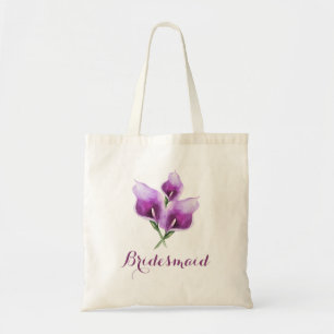 Bolsa Tote Bridesmaid Floral Purple Calla Lily