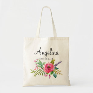 Bolsa Tote Bridesmaid Floral Rosa Chic Personalizada