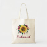 Bolsa Tote Bridesmaid Floral Sunflower Burgundy Rosa<br><div class="desc">Este saco de tote de damas de honra apresenta um girassol de cor d'água e um design de rosa de burlu. Você pode personalizá-lo com um nome. Visite nossa loja ou nossas páginas de coleta para ver mais produtos com esse design que você pode personalizar para suas necessidades.</div>