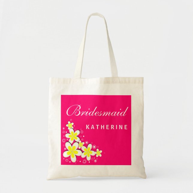 Bolsa Tote Bridesmaid Frangipani Floral Orçamento Tote Bag (Frente)