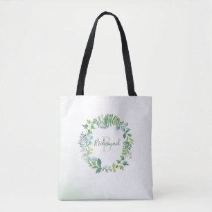 Bolsa Tote Bridesmaid Greenery Foliage Monograma