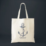Bolsa Tote Bridesmaid Marinho de Âncora Náutica Personalizada<br><div class="desc">Aproveite esta bolsa de presentes de noiva personalizada náutica com um nome abaixo da âncora.</div>