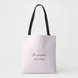 Bolsa Tote Bridesmaid Mínima Moderna do Monograma Rosa Esmaga