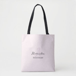 Bolsa Tote Bridesmaid Mínima Moderna do Monograma Rosa Esmaga