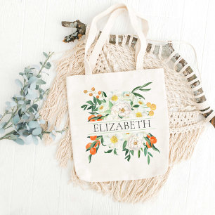 Bolsa Tote Bridesmaid Monograma Branco e Laranja
