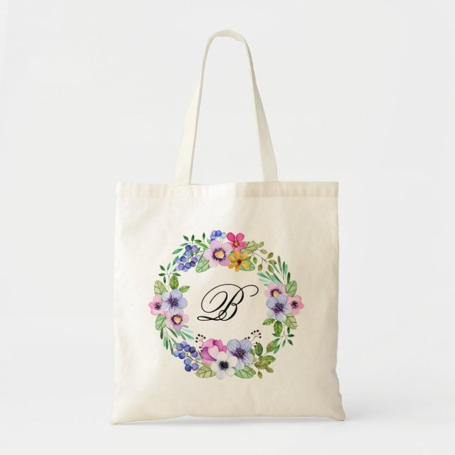 Bolsa Tote Bridesmaid Monograma Inicial Festa de Presente no  (Frente)