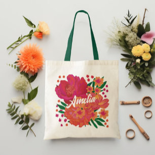 Bolsa Tote Bridesmaid Monograma - Rosa Brilhante