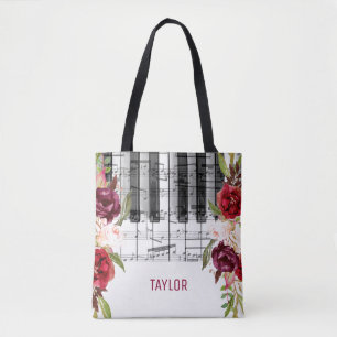 Bolsa Tote bridesmaid music marsala deor floral