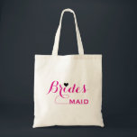 Bolsa Tote Bridesmaid Personalizada<br><div class="desc">Esta é uma cabra de brinquedos personalizada pela Bridesmaid com texto rosa e coração negro. É um nome personalizado, monograma, que é a melhor ideia de presente para noiva e madrinhas nos casamentos. É perfeito como um presente de chá de panela. Você pode adicionar facilmente os nomes dos casais e...</div>