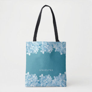 Bolsa Tote Bridesmaid Personalizada da Hydrangea Azul