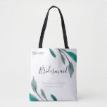 Bolsa Tote Bridesmaid Personalizada do Jardim Romântico<br><div class="desc">Ramais simples de aquarela em sage e jade verde personalizados de festa de casamento. Projetado para combinar com nossa Coleção Romântica de Casamentos de Jardim.</div>