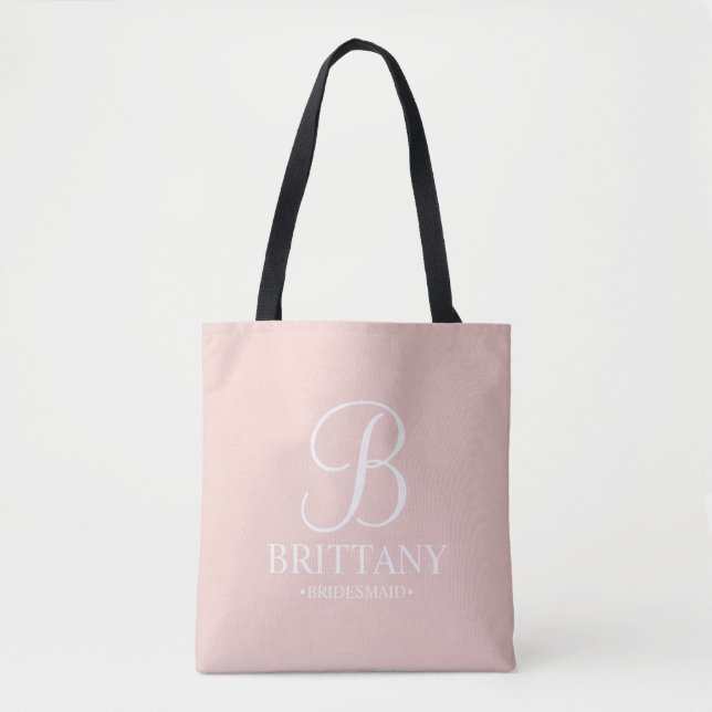 Bolsa Tote Bridesmaid Personalizada Elegante Preta e Branca (Frente)