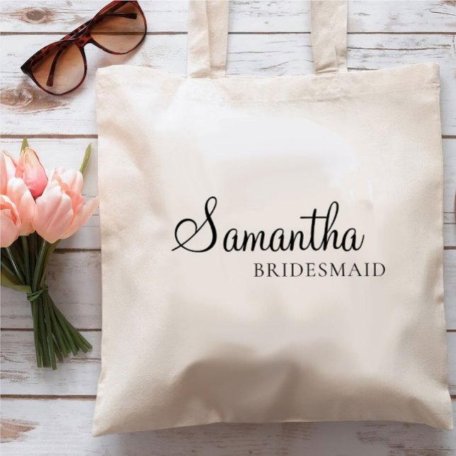 Bolsa Tote Bridesmaid Personalizada Mínima, Noiva Personaliza (Criador carregado)