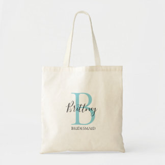 Bolsa Tote Bridesmaid Personalized Blue and Black Monogram
