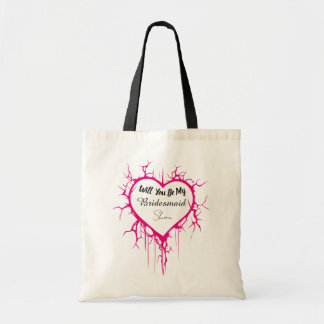 Bolsa Tote Bridesmaid Proposal Pink Cracked Heart Budget Tote