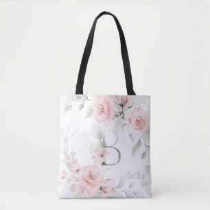 Bolsa Tote Bridesmaid Rosa Rosa Monograma - Letra B