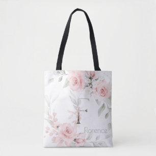 Bolsa Tote Bridesmaid Rosa Rosa Monograma - Letra F