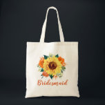 Bolsa Tote Bridesmaid Sunflower Coral Rosa Floral<br><div class="desc">Este saco de tote de damas de honra apresenta um design floral de girassol de cor d'água e rosas de laranja de coral. Você pode personalizá-lo com um nome. Visite nossa loja ou nossas páginas de coleta para ver mais produtos com esse design que você pode personalizar para suas necessidades....</div>