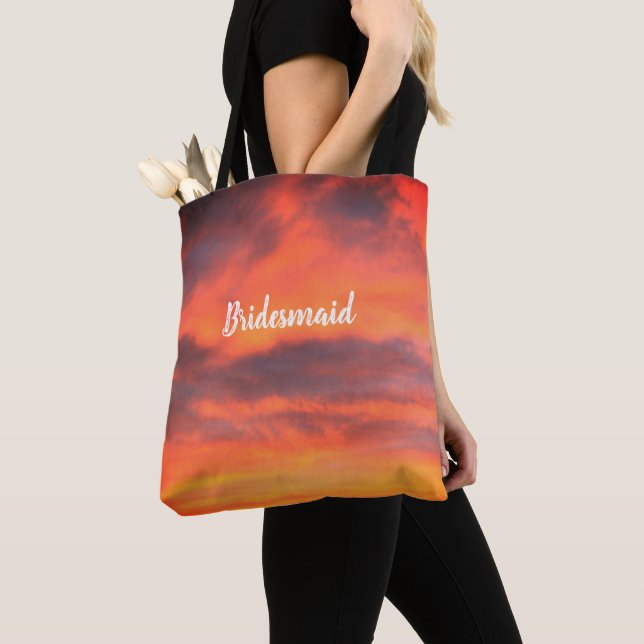 Bolsa Tote Bridesmaid Sunset Sky Orange Abstrato Dift Favor (Close Up)