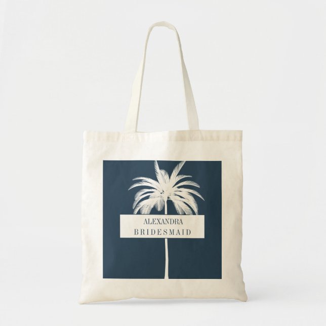 Bolsa Tote Bridesmaid White Palm Tree Moderna Elegante (Frente)
