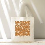 Bolsa Tote Bridesmaids dá talavera mexicana personalizada<br><div class="desc">Donativos de ponte fiesta talavera terracotta mexicana nome personalizado tote bag,  estilo talavera castanho e branco favorece o mote monograma ,  papel picado bridal party presentes personalizados tote mostarda talavera tote saco</div>