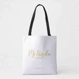 Bolsa Tote Bridesmaids Personalizados Dourados de Script Mode