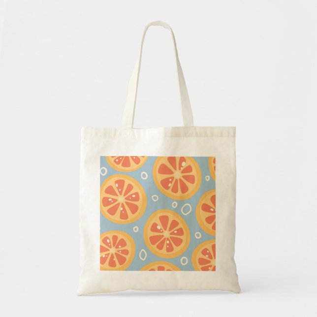 Bolsa Tote Bright and Bold Orange Slices Pattern on Blue (Frente)