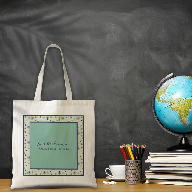 Bolsa Tote Bright Modern Floral Tote Bag do Professor (Bright Modern Floral Teacher's Tote Bag. Say thank you with this personalised gift.)