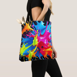 Bolsa Tote Bright Neon Splasps in Abstrato Art