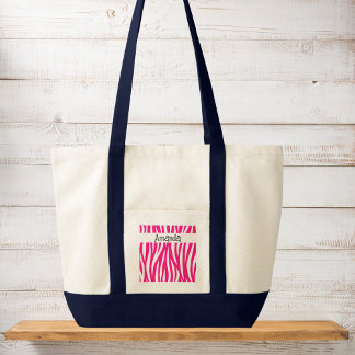 Bolsa Tote Bright Pink Wavy Animal Print Tote