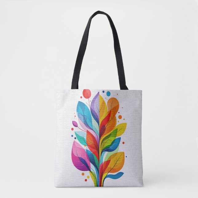 Bolsa Tote Bright Rainbow Tree Of Life Abstract Graphic (Frente)