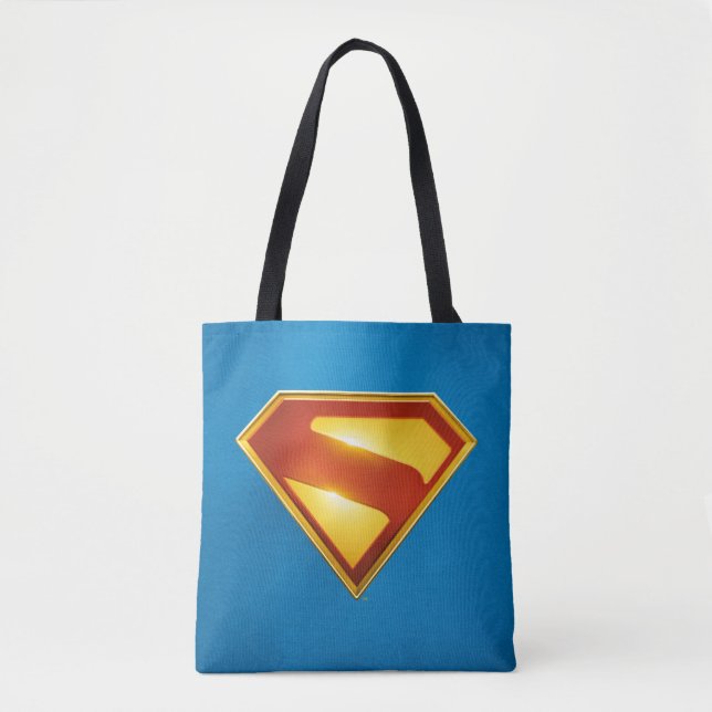 Bolsa Tote Brilhante da blindagem S do Ouro Superman (Frente)