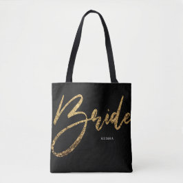 Bolsa Tote Brilhante Dourado brilho e caligrafia negra
