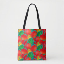 Bolsa Tote Brilhante Hibiscus Flor Natureza Sunset Colorida