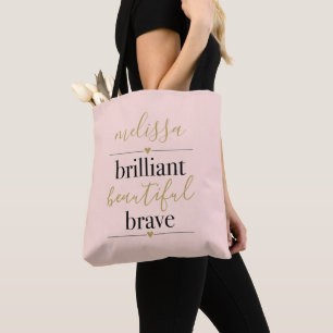 Bolsa Tote Brilhante Personalizado Belo Corajoso Rosa Enrubes