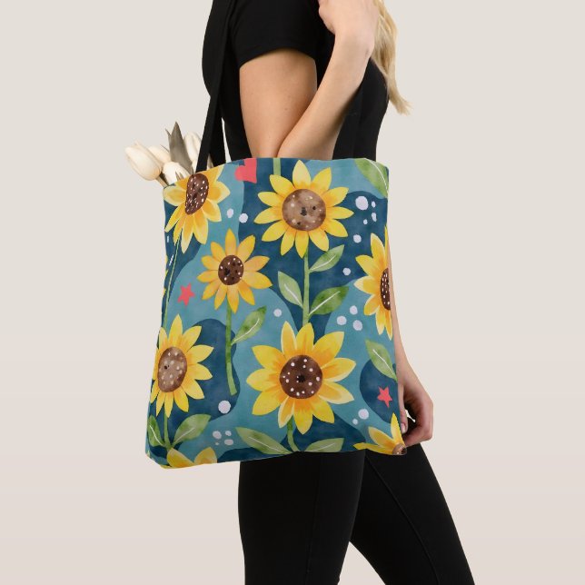 Bolsa Tote Brilhante Sunflower (Close Up)