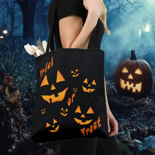 Bolsa Tote Brilho Assustador: Jack-O'-Lantern & Doce ou Trave