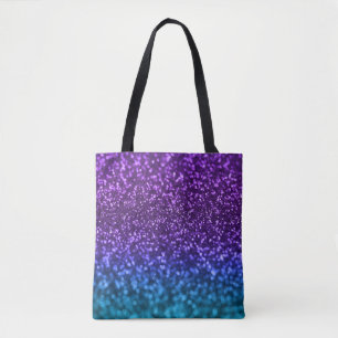 Bolsa Tote Brilho azul Bokeh de Ombre da cerceta roxa