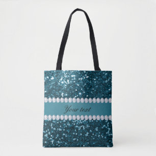 Bolsa Tote Brilho azul escuro de cor azul escura e diamantes