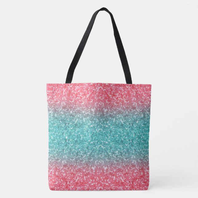 Bolsa Tote Brilho Azul Rosa (Frente)