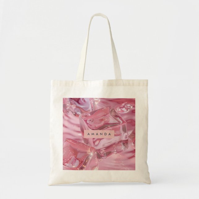 Bolsa Tote Brilho Cor-de-Rosa Glamour Personalizado (Frente)