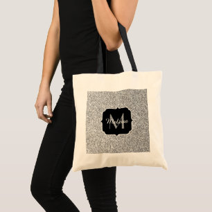 Bolsa Tote Brilho de luz cinza prateado Monograma