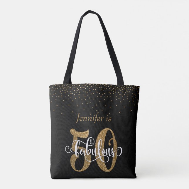 Bolsa Tote Brilho Dourado & confetes 50 & fabuloso (Verso)
