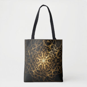 Bolsa Tote Brilho Dourado da Geometria Sagrada