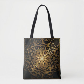 Bolsa Tote Brilho Dourado da Geometria Sagrada