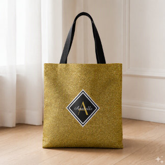Bolsa Tote Brilho Dourado Monogramado