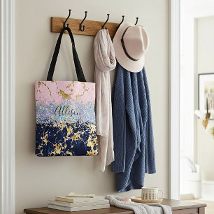 Bolsa Tote Brilho e mármore personalizados